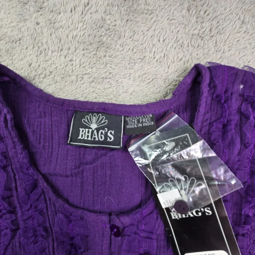 Purple Ruffle-Front Women's Blouse - Picture 3 of 3